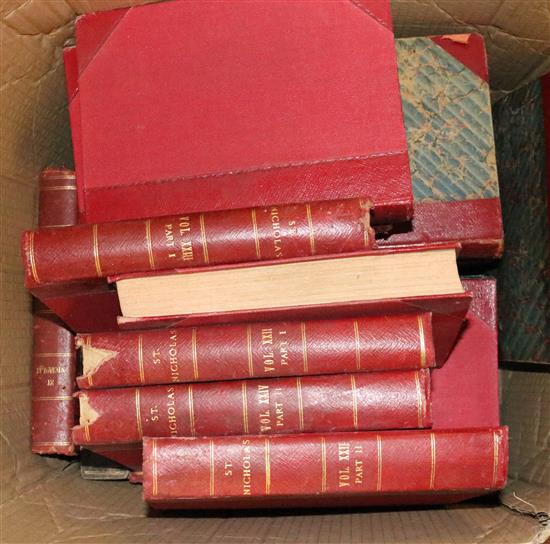 Qty St Nicholas part leather bound books(-)